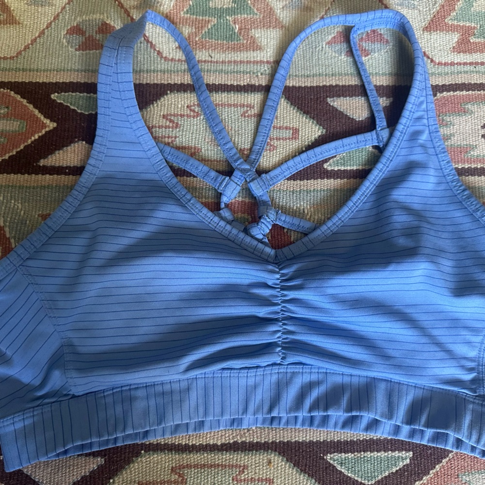 PrAna Size L Light Blue Strappy Sports Bra